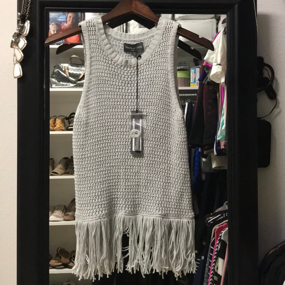 Michael stars split back fringe tank